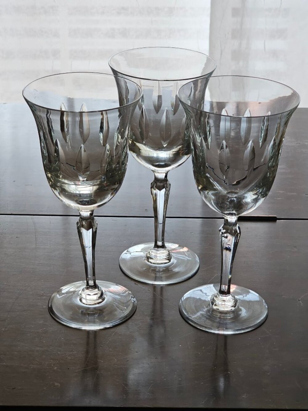 3 Tiffin Franciscan Reflections Water Goblets Vintage Crystal Wine Glasses 7.5"